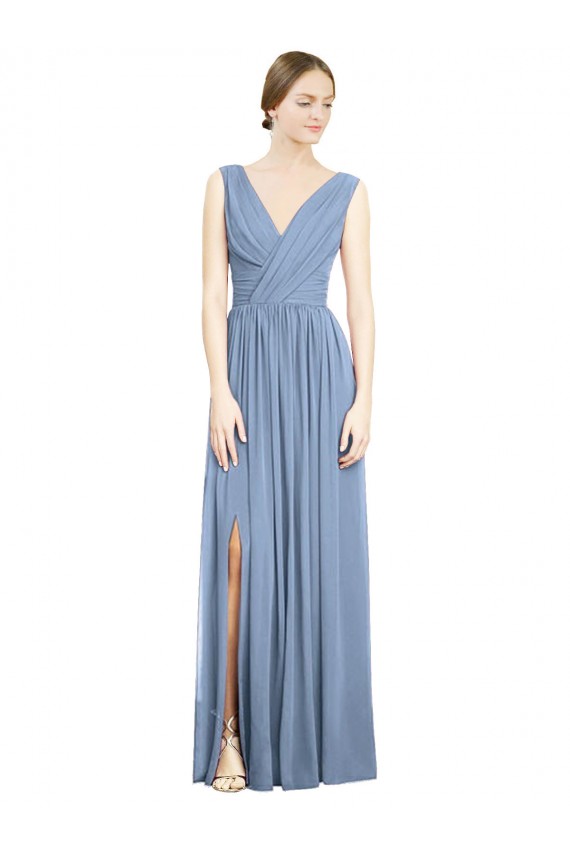 Soft Chiffon A-Line Long Sleeveless V-Neck Evening Dresses Cairns