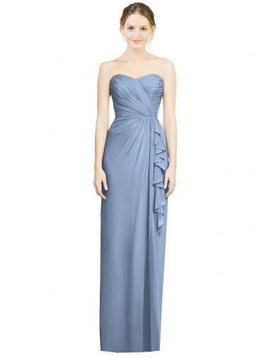 Soft Chiffon Sheath Long Sleeveless Front Slit Bridesmaid Dresses Cairns