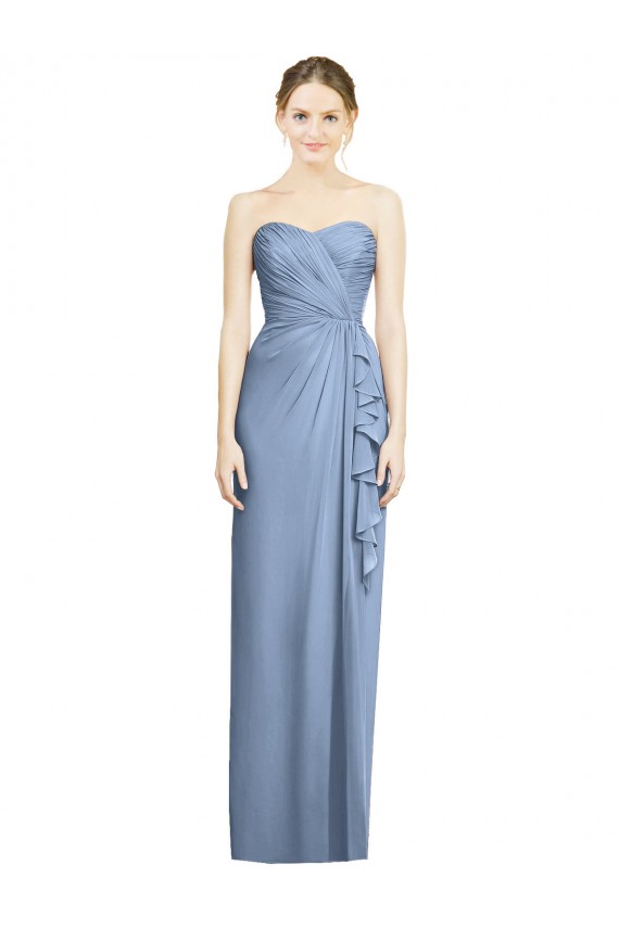 Soft Chiffon Sheath Long Sleeveless Front Slit Bridesmaid Dresses Cairns