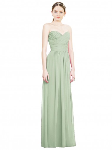 Soft Chiffon A-Line Long Sleeveless Sage Criss Cross Back Bridesmaid Dress Cairns