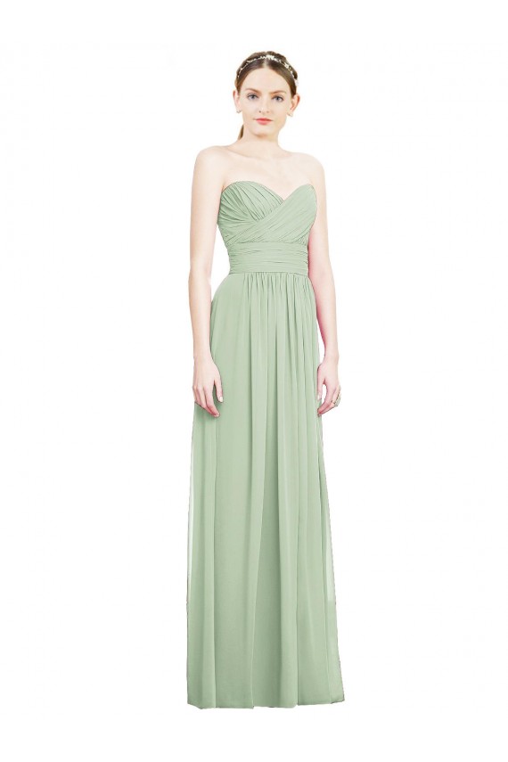 Soft Chiffon A-Line Long Sleeveless Sage Criss Cross Back Bridesmaid Dress Cairns
