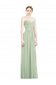 Soft Chiffon A-Line Long Sleeveless Sage Criss Cross Back Bridesmaid Dress Cairns