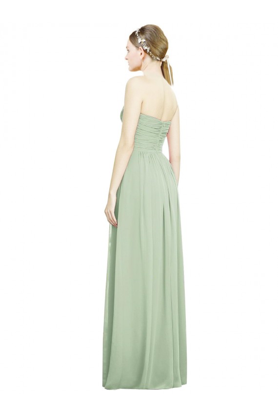Soft Chiffon A-Line Long Sleeveless Sage Criss Cross Back Bridesmaid Dress Cairns