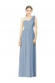 Soft Chiffon A-Line Long Sleeveless Dusty Blue Bridesmaid Gowns Cairns