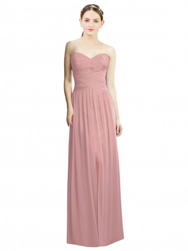 Chiffon A-Line Long Sleeveless Front Slit Bridesmaid Dresses Cairns