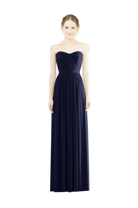 Soft Chiffon A-Line Long Sleeveless Dark Navy Evening Dresses Cairns