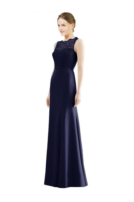 Soft Chiffon & Lace Mermaid Long Sleeveless Dark Navy Bridesmaid Dresses Cairns