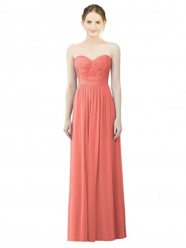 Soft Chiffon A-Line Long Sleeveless Coral Bridesmaid Dress Cairns