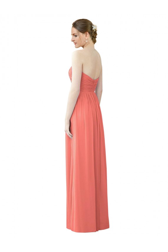 Soft Chiffon A-Line Long Sleeveless Coral Bridesmaid Dress Cairns