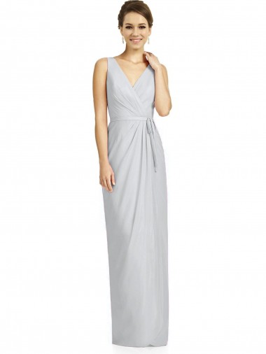 Soft Chiffon Sheath Long Sleeveless V-Neck V-Back Bridesmaid Dresses Cairns