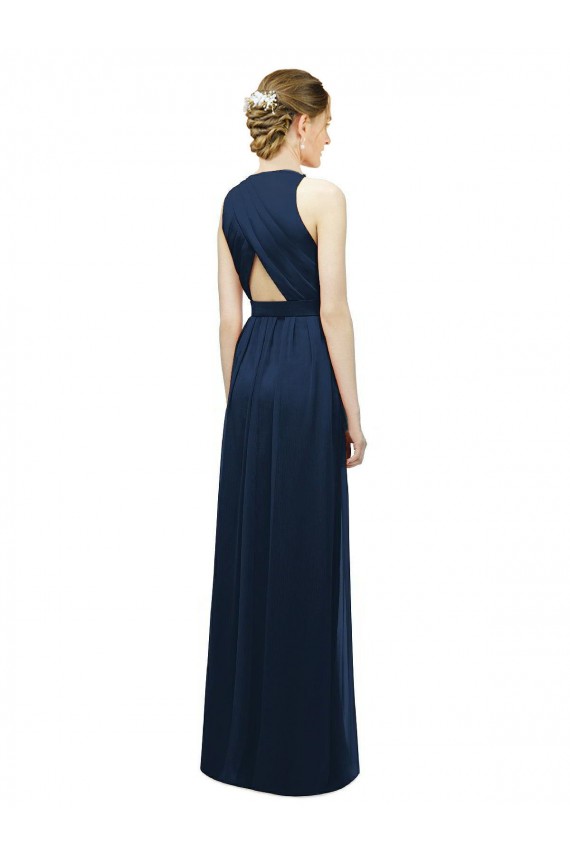 Soft Chiffon A-Line Long Sleeveless Salmon Bridesmaid Gowns Cairns