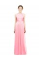 Soft Chiffon A-Line Long Sleeveless Salmon Bridesmaid Gowns Cairns
