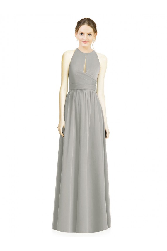 Chiffon A-Line Long Sleeveless Silver Bridesmaid Dress / Evening Dress Cairns
