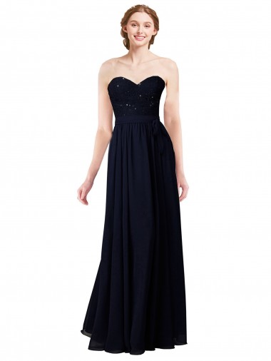 Soft Chiffon A-Line Long Sleeveless Dark Navy Formal Dress / Bridesmaid Dress Cairns