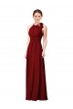 Soft Chiffon Sheath Long Sleeveless Open Slit Back Bridesmaid Dresses Cairns