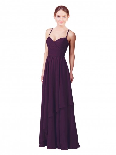 Soft Chiffon Sheath Long Sleeveless Grape Bridesmaid Dress Cairns