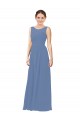 Soft Chiffon Sheath Long Sleeveless Windsor Blue Bridesmaid Dress Cairns