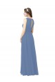 Soft Chiffon Sheath Long Sleeveless Windsor Blue Bridesmaid Dress Cairns