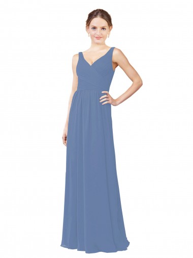 Soft Chiffon Sheath Long Sleeveless Bridal Party Dress Cairns
