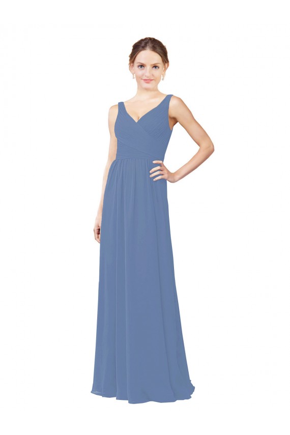 Soft Chiffon Sheath Long Sleeveless Bridal Party Dress Cairns