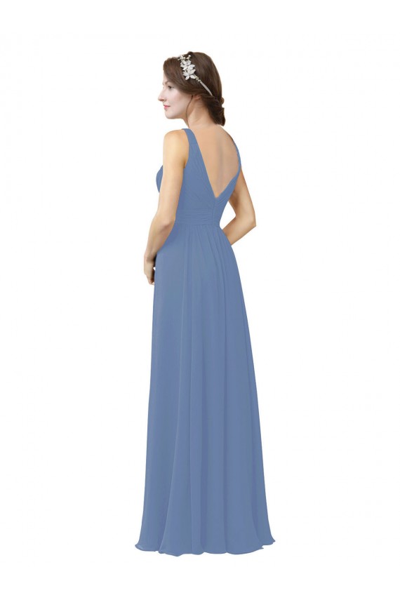 Soft Chiffon Sheath Long Sleeveless Bridal Party Dress Cairns