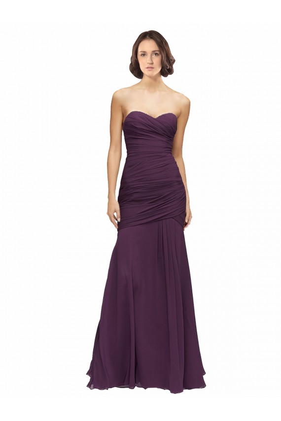 Soft Chiffon Mermaid Long Sleeveless Grape Bridesmaid Dress Cairns