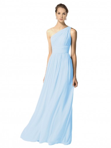 Soft Chiffon A-Line Long Sleeveless Light Sky Blue Bridesmaid Dress Cairns