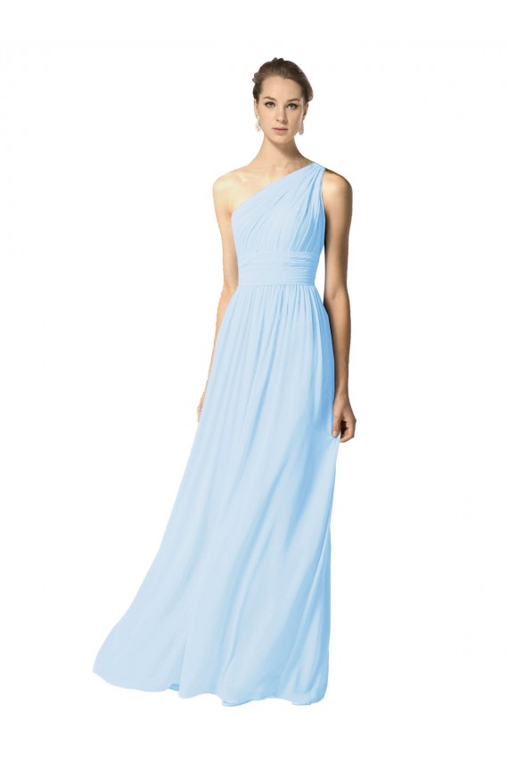 Soft Chiffon A-Line Long Sleeveless Light Sky Blue Bridesmaid Dress Cairns
