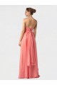 Soft Chiffon A-Line Long Sleeveless Watermelon Bridesmaid Gowns Cairns