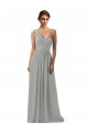 Soft Chiffon A-Line Long Sleeveless Silver Bridesmaid Gowns Cairns