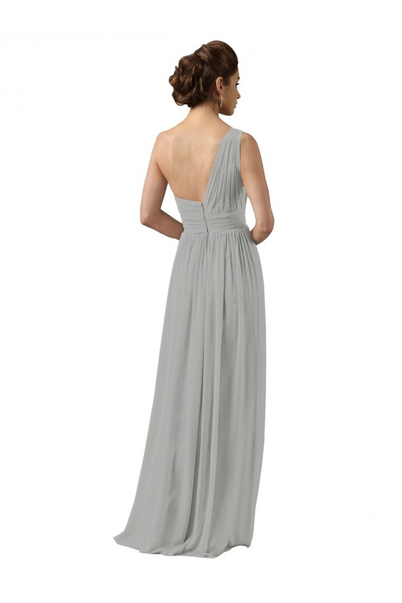 Soft Chiffon A-Line Long Sleeveless Silver Bridesmaid Gowns Cairns