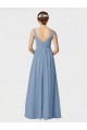 Soft Chiffon A-Line Long Sleeveless Dusty Blue Bridesmaid Gown Cairns