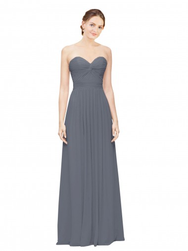 Soft Chiffon A-Line Long Sleeveless Slate Grey Bridesmaid Gowns Cairns