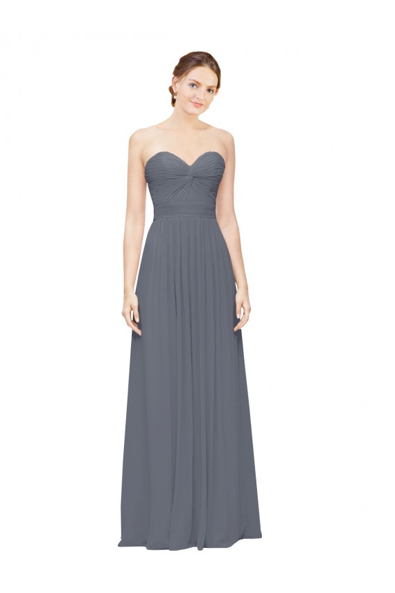 Soft Chiffon A-Line Long Sleeveless Slate Grey Bridesmaid Gowns Cairns