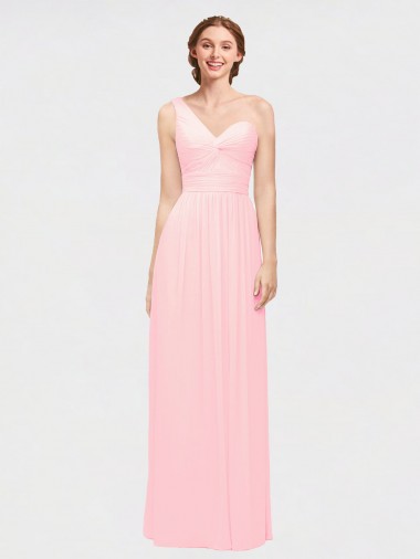 Soft Chiffon A-Line Long Sleeveless Pink Bridesmaid Dress Cairns