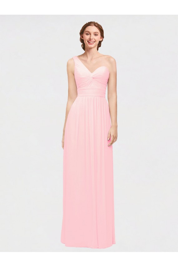 Soft Chiffon A-Line Long Sleeveless Pink Bridesmaid Dress Cairns