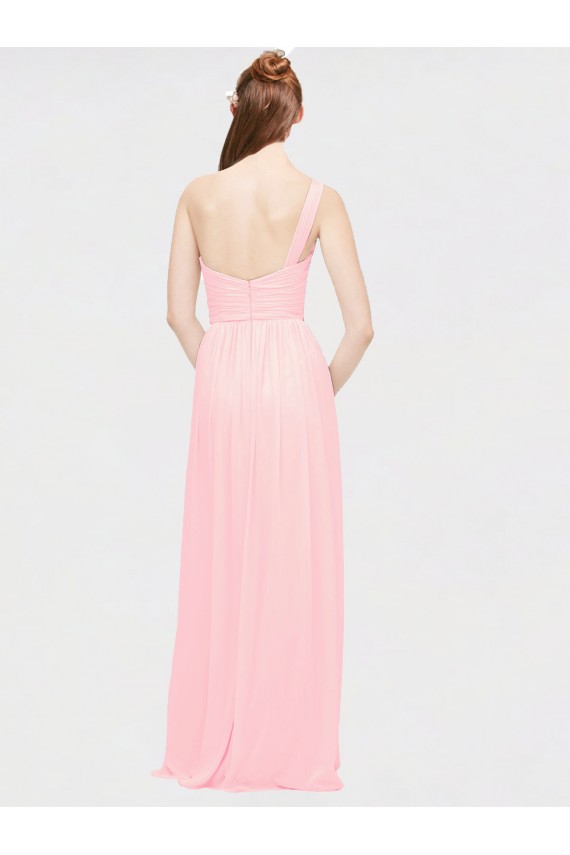 Soft Chiffon A-Line Long Sleeveless Pink Bridesmaid Dress Cairns