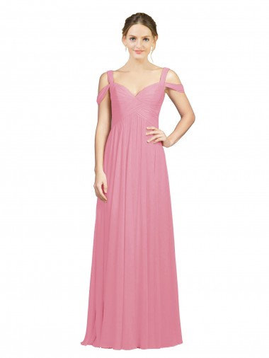 Soft Chiffon A-Line Long Sleeveless Skin Pink Bridesmaid Gowns Cairns