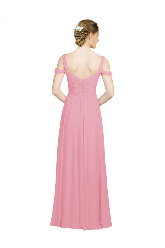 Soft Chiffon A-Line Long Sleeveless Skin Pink Bridesmaid Gowns Cairns