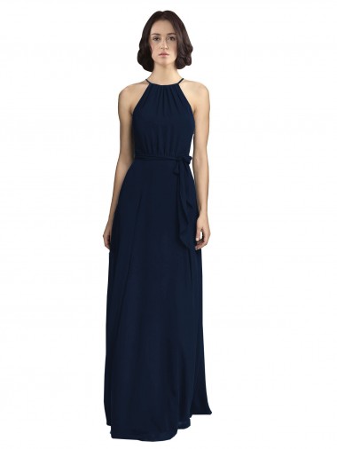 Chiffon A-Line Long Sleeveless Dark Navy Bridesmaid Dress / Evening Gowns Cairns