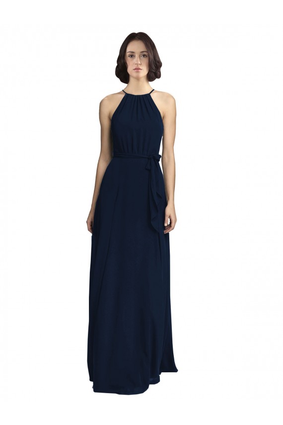 Chiffon A-Line Long Sleeveless Dark Navy Bridesmaid Dress / Evening Gowns Cairns