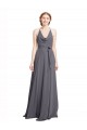 Soft Chiffon A-Line Long Sleeveless Slate Grey Bridesmaid Dress Cairns