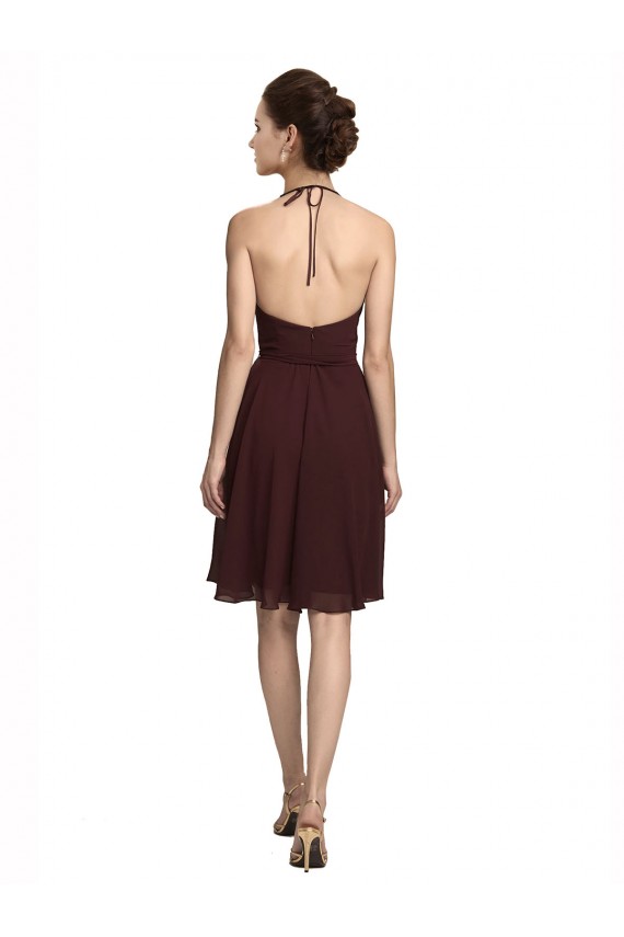 Soft Chiffon A-Line Knee Length Sleeveless Burgundy Gold Cocktail Dresses Cairns
