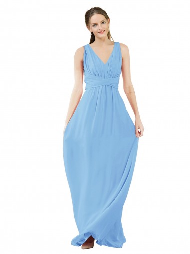 Soft Chiffon A-Line Long Sleeveless Periwinkle Bridesmaid Gowns Cairns