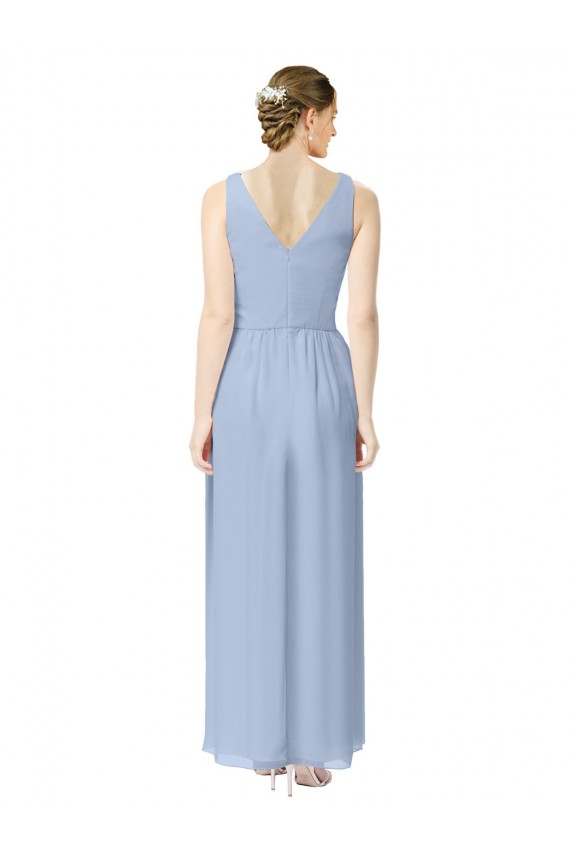 Soft Chiffon A-Line Long Sleeveless Periwinkle Bridesmaid Gowns Cairns