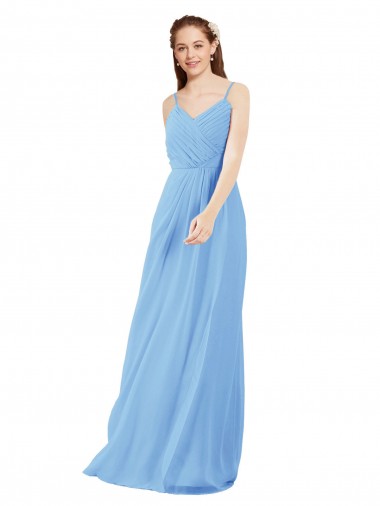 Soft Chiffon Sheath Long Sleeveless Low Back Bridesmaid Dress Cairns