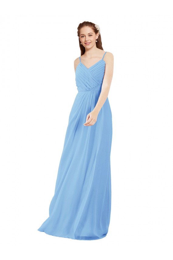 Soft Chiffon Sheath Long Sleeveless Low Back Bridesmaid Dress Cairns