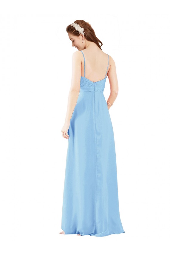 Soft Chiffon Sheath Long Sleeveless Low Back Bridesmaid Dress Cairns