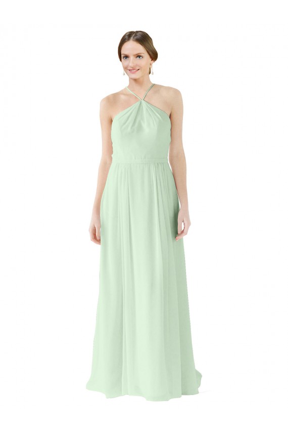 Soft Chiffon A-Line Long Sleeveless Sage Bridesmaid Dress Cairns