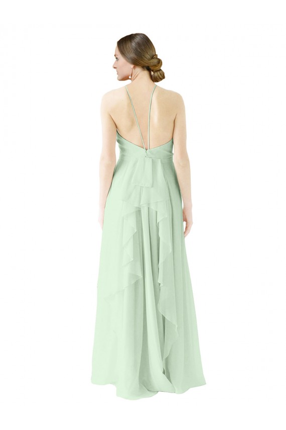 Soft Chiffon A-Line Long Sleeveless Sage Bridesmaid Dress Cairns
